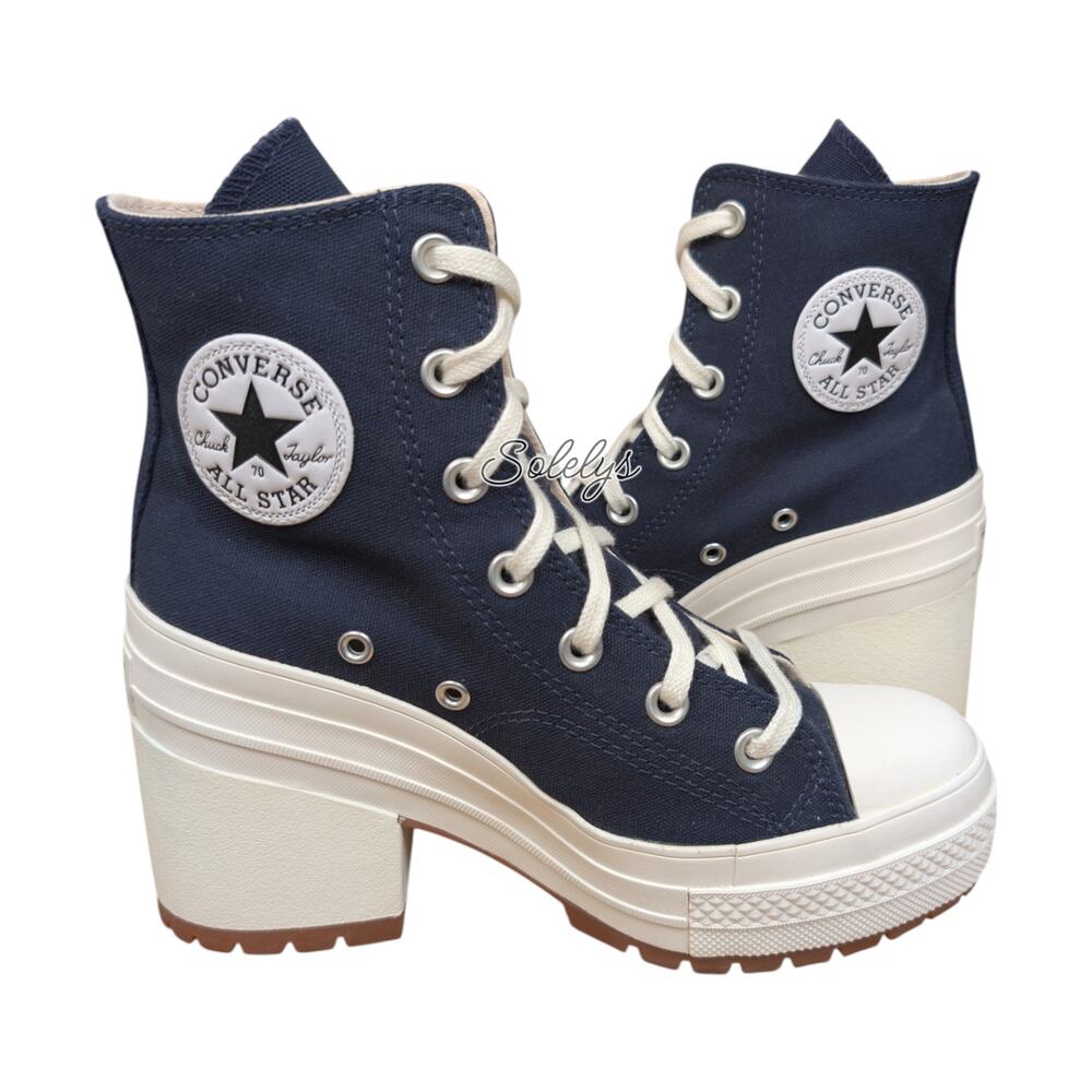 Converse Chuck 70 De Luxe Heel Obsidian Navy Platform Sneaker Boot Womens 7